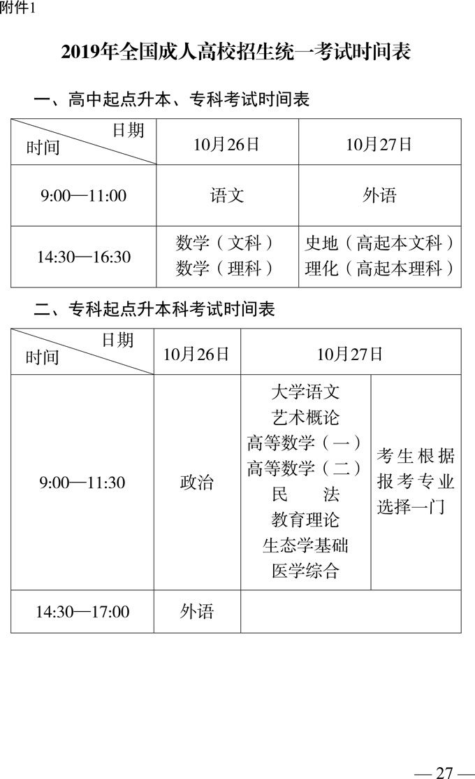 2019考试安排 - 图1